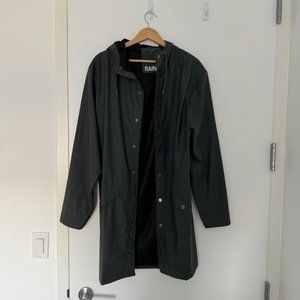 Rains Long Jacket, Slate - Slate Size L  Waterproof Like New